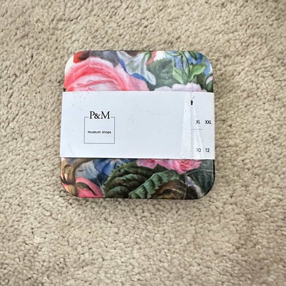 P&M Museum Shops Floral Coasters Set of 6 3.3/4”x3.3/4”